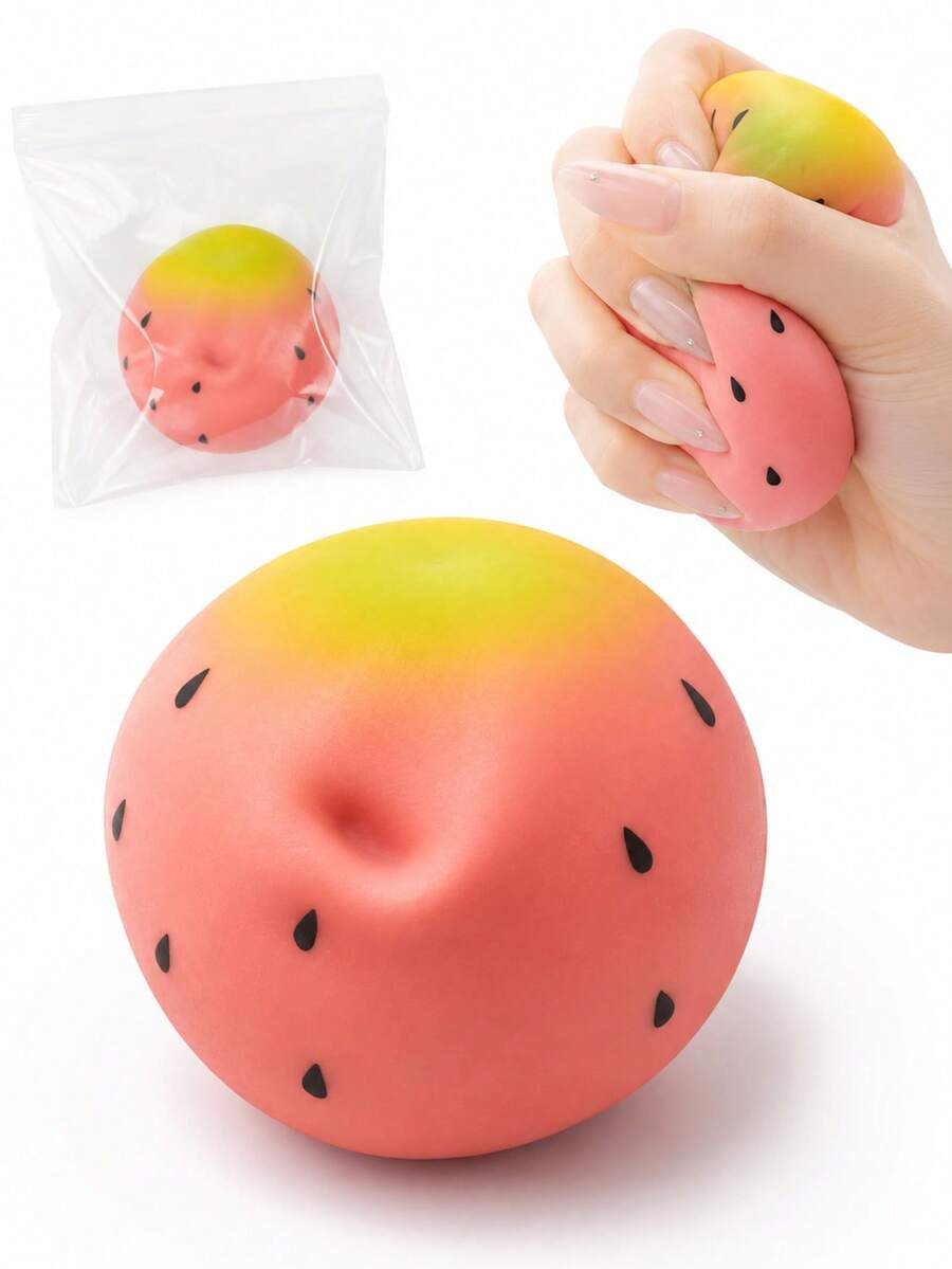 POKOJA LAND Handmade Watermelon Slush Squishy Toy, Super Soft Grainy Stress Relief Squeeze Fidget Toy For Adult Desk Decor