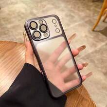 Luxury Transparent Matte Phone Case For IPhone 17 Pro Max 16 15 14 13 12 11 Plus 17e 16e, Lens Protection, Metallic Edge Protective Shell - Black - View 9
