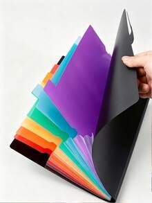 7-Pocket Multi-Function Folder, Comes With Colorful Label Stickers A4 Folder, Folder With Labels, Letter Size Expanding Folder, School Office Home Folder Storage Set, Document Storage Set, Document Organizer Bag, Document Bag, Suitable For Home, School And Office Supplies A4 Letter Size Document Storage, Back To School Essential, College Essential - Multicolor - View 5