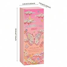 2027 Desk Calendar With Binder Ring, Pastel Pink Butterfly Oil Painting Style, Inspirational Quotes Daily Planner Calendar, One-Way Page Turn For Home & Office Schedule Organization - Single Piece - View 3