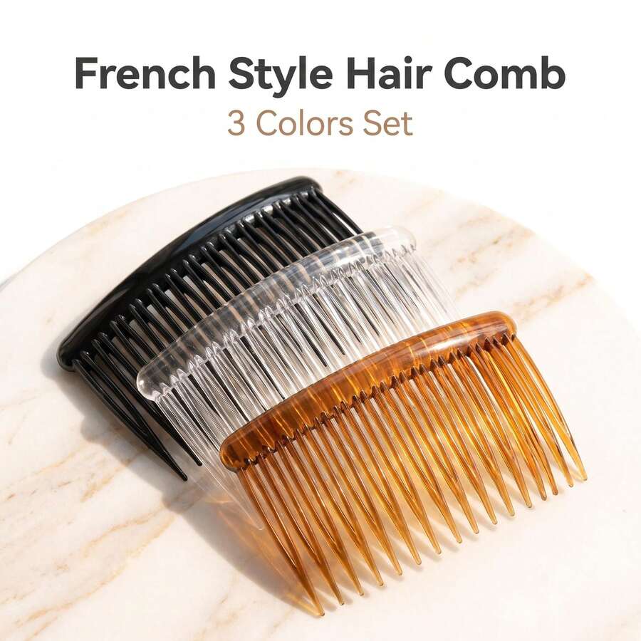 15-Teeth 10*5cm Plastic Hair Comb, Handmade DIY Material Comb, Handmade Craft, Hair Clip Accessories, French Style Side Hair Comb Anti-Slip Comb For Women And Girls Hairstyle Accessories - Multicolor a - View 1