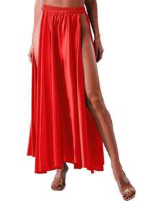 Belly Dance Coin Tassel Mesh Halter Crop Top, Double High Slit Flowy Satin Maxi Skirt, Suitable For Stage Performance And Carnival - Multicolor - View 24