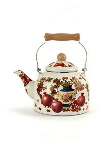 Ketel Enamel Putih Gading Bergaya Pedesaan Vintage Prancis, Motif Beragam Burung, Bunga, dan Buah, Gagang Kayu Tahan Panas, Pemanas Cepat dan Mudah Dibersihkan, Cocok untuk Merebus Air Sehari-hari, Membuat Kopi, Dekorasi Meja, Hadiah Pindah Rumah - View 8