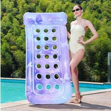 Rainbow Glitter Inflatable Pool Float Raft With Breathable Holes, 3 Independent Airbags Pool Lounger, 62.6in Large Size Summer Water Float For Adults - Multicolor - View 8