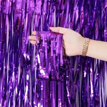 2pcs Rainbow Party Background Ribbon Decorations, Colorful Metallic Foil Tinsel Curtain, Shiny Metallic Background, For Party Decor - Multicolor - View 14