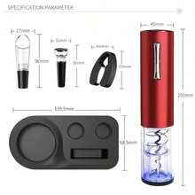 Electric Wine Bottle Opener Rechargeable Automatic Corkscrew With Charging Base Deep Red Easy One Touch Wine Opening Kit For Kitchen And Dining, Wine Opener, Cork Remover, Wine Tool, Kitchen Accessories - Default - View 7