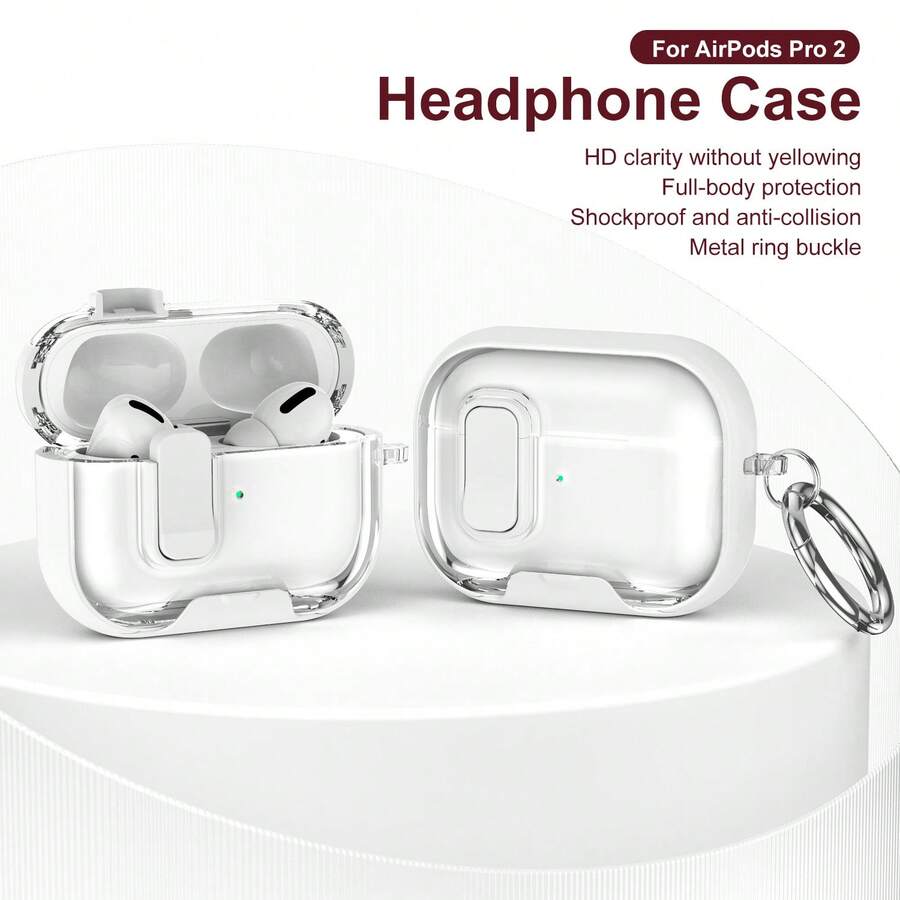 Casing Pelindung Headphone HD Jernih Anti-Menguning, Pelindung Tahan Guncangan dengan Kunci Pengaman & Pengait Logam - Clear - View 1