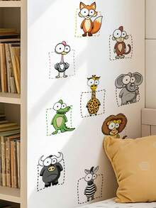 1pc Cartoon Cute Big Eye Adorable Animal Wall Decor Sticker, Removable Room Decoration Wall Decal For Bedroom, Living Room, Kids Room - 1PC - View 4