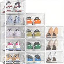 Shoe Storage, 6/12/24 Pack Shoe Organizer For Closet, Shoe Boxes Clear Plastic Stackable Shoe Containers With Lids For Size 10 - View 12