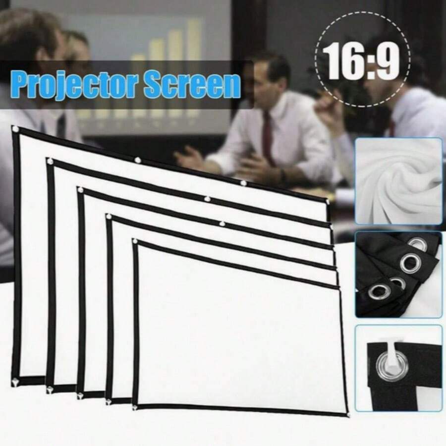 ZZPQVT Pantalla de proyección de 80 pulgadas, 72 pulgadas, 100 pulgadas, pantalla de proyección plegable portátil 16:9 4K 3D, adecuada para cine en casa, camping y actividades de entretenimiento, con bolsa de transporte
