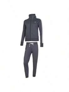 Under Armour Women's Tricot Tracksuit 2026 Summer New Collection Stand Collar Color-Block Sporty Casual Two-Piece Set 1365147-026 - Grey - View 1