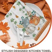 2/4/48pcs Autumn Series Orange Background Polka Dot Multicolor Pumpkin Pattern Printed Kitchen Towels - Super Soft, Highly Absorbent Polyester Tableware And Hand Towels, Perfect For Holiday Decor, Kitchen Decor, Party Decor - Multicolor - View 8