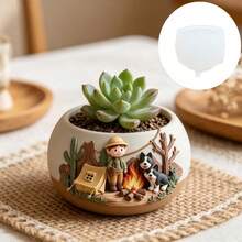 SUPWANPENG 1pc Resin Silicone Mold Camping Style Puppy Tent Cactus Embossed Spherical Flower Pot Shape DIY Handmade Casting Mold For Making Flower Pot, Pen Holder, Candle Holder, Key Storage Box, Compatible With Resin, Plaster, Clay, Cement, Concrete, Desktop Succulent Green Plant Decoration Ornament Mold, Perfect For Home Decor, Valentine's Day, Mother's Day, Father's Day, Christmas Gift Handmade Mold - No BW300 Mold - View 1