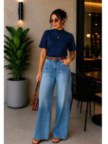 Women Blouses - Navy Blue - View 4