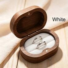 CFUNIQ 1pc Wood Oval 2-Slot Custom Ring Box, Square Walnut Ring Box, Round Ring Box For Wedding Rings, Laser Engraved For Proposal, Engagement, Personalized Gift - Multicolor - View 18