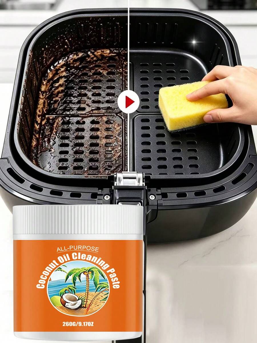 Coconut Oil Cleaning & Polishing Paste, Multi-Purpose Coconut Oil Cleaning & Polishing Paste, Coconut Oil Cleaning Paste, Stainless Steel Cookware Cleaner, Coconut Oil Heavy Duty Cleaner, Coconut Oil Cleaning Paste For Pots And Stoves, Suitable For Stoves, Ovens, Pots, Cookware, Sinks | Multi-Purpose Household Cleaner | Removes Grease And Stains - Shape - View 1