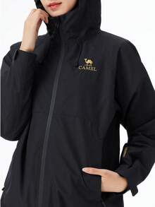 CAMEL CROWN 女士滑雪夹克防水三合一冬季外套带羊毛内衬保暖防风适合雪地户外徒步旅行 - 幻影黑 - 查看 4
