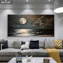 1pc Unframed Canvas Wall Arts Posters, Featuring Moon On The Lake Landscape Perfect For Living Room, Bedroom, Office & Dining Room - Ideal Gift For Birthdays, Holidays & Home Decor - 222 - View 4