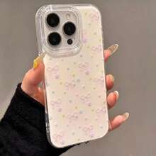 1PC Double Layer IMD Fresh Full Screen Bow & Colorful Star Phone Case, Compatible With Apple 17 Pro Max/17 Pro Max/16/15/14/13/12/11 - IMD Large Hole Minimalist Double Layer Shockproof Phone Case Protective Cover - Multicolor - View 2