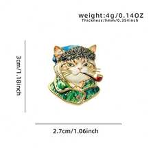 1pc Famous Painting Cat Enamel Pin, Mona Lisa Girl With A Pearl Earring Renaissance Kitten Gold Trim Lapel Pin, Metal Pin For Jackets Bags, Art Cat - Multicolor - View 13