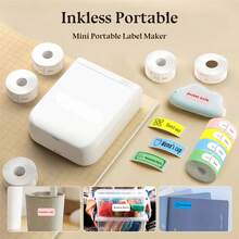 Impresora de Etiquetas Portátil Mini ORICO con Cinta de Etiquetas, Impresora de Etiquetas Térmica Pequeña para Etiquetas, Notas Adhesivas, Listas de Tareas, Manualidades DIY, Etiquetas de Nombre, Esencial para Regreso a la Escuela - Blanco - Ver 1