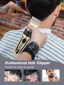 HIENA Wireless Electric Hair Clipper, USB Rechargeable, Trimmer With Battery Indicator, Adjustable Length, Complete Set, Pink And Gold - Gold - View 7