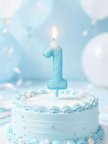 Light Blue Sprinkle Digit 0-9 Birthday Party Theme Cake Decorative Candles - Light Blue - View 2