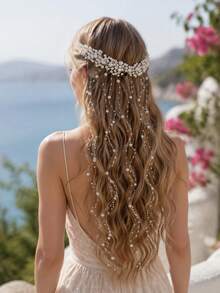 Handmade Pearl Tassel Bridal Headband, Elegant Wedding Hair Accessory, Essential For Wedding And Wedding Party - White Tassel Style - View 9