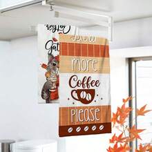 2/4/48pcs Autumn Series Cat Coffee Pattern Printed Kitchen Towels - Ultra Soft, Highly Absorbent Polyester Dish & Hand Towels, Perfect For Holiday Decor, Kitchen Decor, Party Decor. - Multicolor - View 5