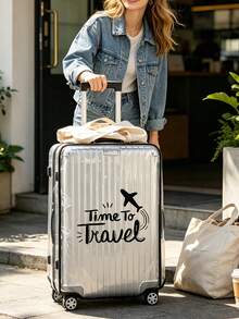 Unisex Cartoon Illustration Transparent Luggage Cover, Suitable For 20/24/28 Inch Suitcases, Perfect For Family And Friends, Christmas And Easter - Multicolor - View 3