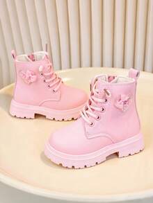 1 Pasang Sepatu Bot Pendek Anak Perempuan Model Putri Warna Pink, Nyaman dan Klasik - Berwarna merah muda - View 4