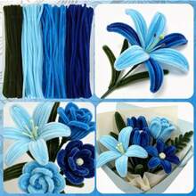 572pcs Blue Green Tubular Cleaning Sticks, Soft Material, Dense And Thick, For Making Flowers, Roses, Small Roses, Blue Roses, Trees, Bouquets, Animals, Plants And More, Suitable For DIY Craft Enthusiasts, Graduation Gifts, Back To School, Office Supplies, Home Decor, Creative Packaging, Holiday Gifts, Birthday Gifts, Multi-Color Soft Sticks DIY Craft Materials - Teal - View 3