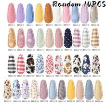 10pcs Striped Solid Color Embroidered Floral Fabric Water Drop Hair Clips, Cute Princess Style Head Accessories For Daily Wear And Photos - Mixed color - View 12