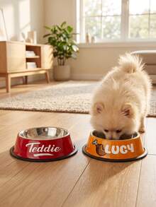 1 buah Mangkuk Anjing dengan Teks Kustom, Mangkuk Makanan dan Air Hewan Peliharaan yang Dipersonalisasi, Mangkuk Makan dengan Pola Kartun Kustom untuk Anjing dan Kucing Kecil dan Sedang, Hadiah Hewan Peliharaan - MultiWarna - View 3