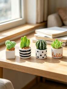 Miniature Potted Plants, 1/12 Scale Realistic Succulent Greenery Floral Bonsai Decor, Miniature Model Ornament, Realistic Colorful Mixed Flower Potted Plants, Model Micro Landscape Ornament - Multicolor - View 8