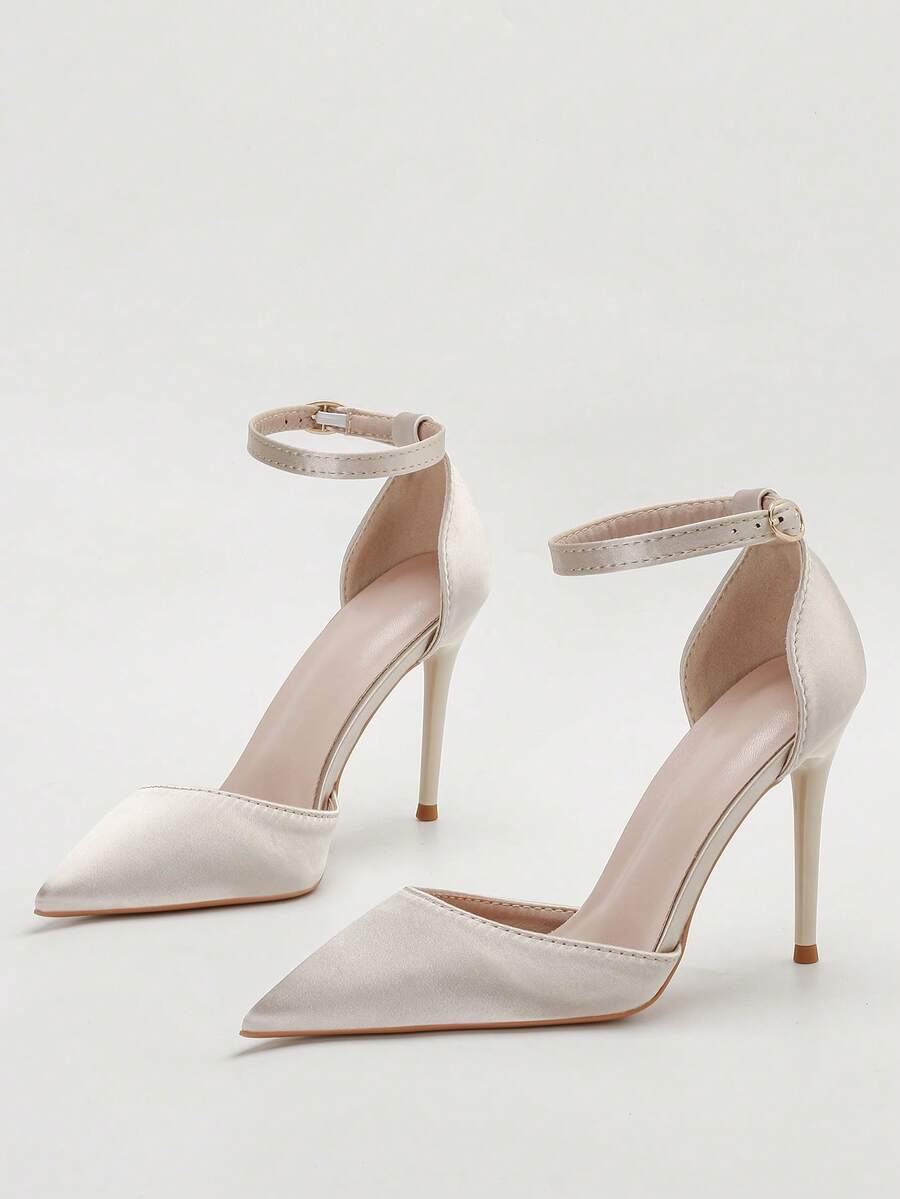 Hollow Out Women's Thin Heel High Heel Pointed Toe Open Toe Sandals - Silver - View 1