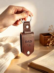 Personalized Men's Keychain With Photo, Customized Name And Photo Keychain Metal Tag Photo Keychain, Personalized Name Keychain, Engraved Keychain, Father's Day Gift, Husband Gift, Anniversary Men's Gift - C-father's Day Leather Keychain - View 6