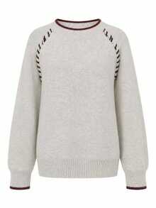 Women's Soft Knitted Pullover Sweater With Contrast Stitching, Long Sleeve Regular Fit For Autumn And Winter Comfort - Apricot - View 7