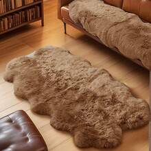 1pc Brown Long Fur Faux Fur Rug, Bedroom Bedside Rug, Living Room Rug, Doormat, Small Rug, Rug, Runner Rug, Floor Mat, Home Decor, Area Rug, Outdoor Mat, Home Decor, Area Rug, Bedroom Rug, Washable Rug - Rust Brown - View 1