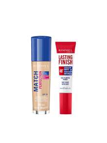 Rimmel [組合] Match Perfection 粉底液象牙色 100 中性 30ml + Lasting Finish 48小時保濕加強妝前乳 24ml - 100 象牙白中性色+透明 - 查看 1