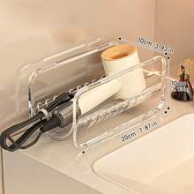 1pc Curling Iron Holder, Hair Dryer Storage Box, Egg Roll Curling Iron Organizer, Item Storage Rack, Straight Hair Comb Organizer, Flat Iron Holder, Stackable Design, Countertop Style, Transparent Acrylic, Suitable For Bathroom, Countertop, Vanity, Washbasin, Toilet, Entrance, Practical Storage Shelf - Multicolor - View 8