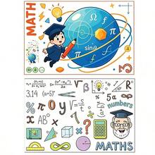 1件裝教室學習勵志數學公式牆貼，學校宿舍裝飾學生教育牆貼，可愛卡通DIY貼紙，開學季 - T - 查看 11