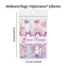 30 Sheets/Bag Material Paper Rococo Dream Series Vintage Sweet Style Material Paper, Scrapbook Supplies Notebook Accessories, Used For Decorating Cards Photo Frames Phone Cases Junk Journals, Desktop Decoration Paper Memo Paper Origami - Material Paper - View 3