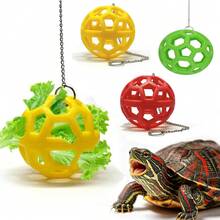 1pc Hangable Turtle Vegetable Feeding Ball, Underwater Chewing Toy, Interactive Enrichment Feeder For Semi-Aquatic Turtles And Reptiles - Multicolor - View 1