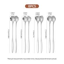4/8pcs Flower-Shaped Stainless Steel Coffee Spoons, Floral Heart Rose Dessert Spoons, Long Handle Stirring Spoons, Short Handle Decorative Mini Teaspoons, Dishwasher , Suitable For Yogurt Ice Cream Cake Party Wedding Birthday Holiday Home Kitchen, Christmas Gift - Silver - View 13