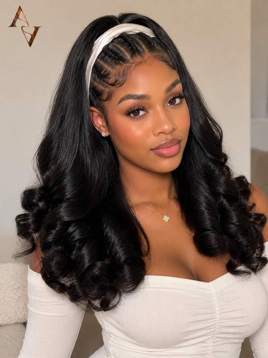 ARABELLA Ponytail Hair Extension Yaki Straight Air-Half Wig 100% Human Hair Lightweight Glueless Install Half Wig With Adjustable Drawstring No Shedding Easy Wearing Beginner Friendly - SNatural - View 1