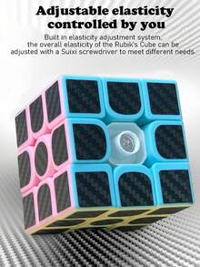 1個碳纖維 3x3 速度魔方玩具，順滑迷你經典 3x3 魔方，彩色專業競賽拼圖魔方，適合初學者，紓壓指尖玩具 - 彩色 - 查看 3
