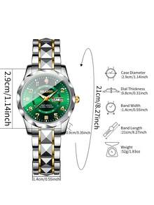 Women's Gift Watch With Gold-Tone Alloy Band, Digital Calendar Dial, Elegant Business Quartz Watch, Gift For Girlfriend (1pc/Set) Watch Box Not Included - Multicolor - View 4