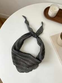 1pc Solid Color Pleated Texture Triangle Headscarf Shawl, Lightweight Fabric, Clean Hair Accessory For Daily Commute And Travel - Multicolor - View 3