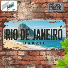 1pc 2D Flat Poster, Rio De Janeiro Vintage Sign, Decorative Plaque (12X6 Inches), Travel Souvenir, Gift For Friends, Birthday Gift, Suitable For Home Living Room, Study And Porch Decoration (Random Style) - A - View 1